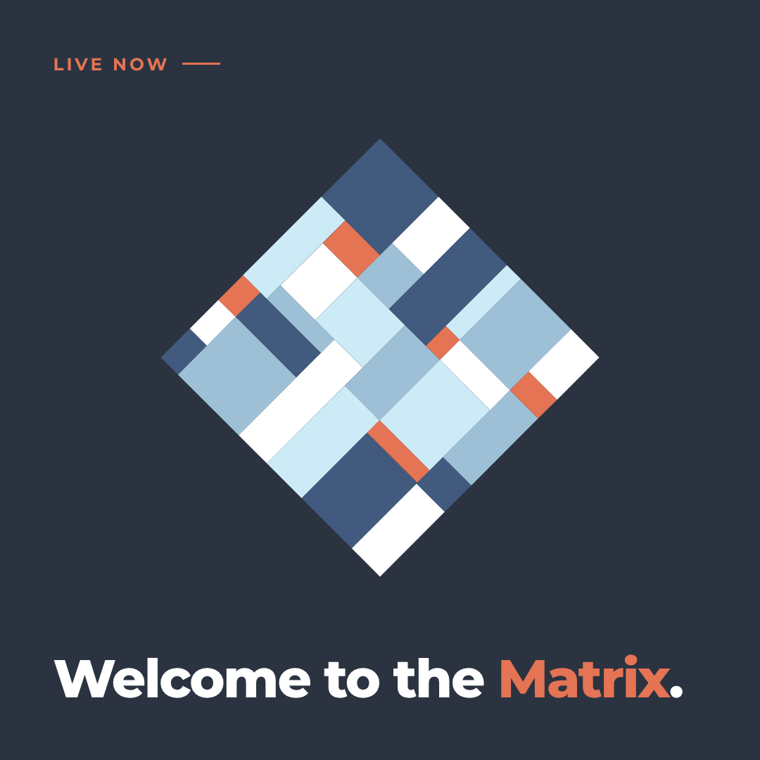 Teams launch post: the whole EMG mark, with the words Welcome to the Matrix.